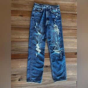 MOTHER high waisted straight leg ripped jeans. Like new.  Worn once